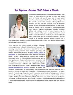  A Closer Look An introduction to Physician Assistant Career