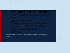 Repitencia: Un problema de Todos
