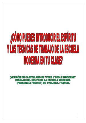 COMO EMPEZAR CON LA PEDAGOGÍA DE LA ESCUELA MODERNA.