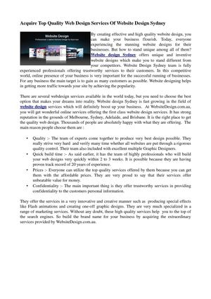 Acquire Top Quality Web Design Services Of Website Design Sydney