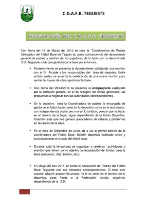 Cronología del CDAFB de Tegueste