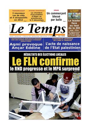 Le Temps d'Algérie Editions du Samedi 01 Décembre 2012