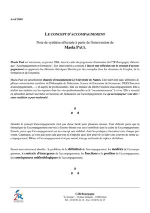 Le concept d'accompagnement