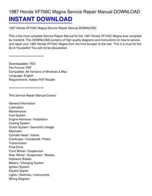 1987 Honda VF700C Magna Service Repair Manual DOWNLOAD