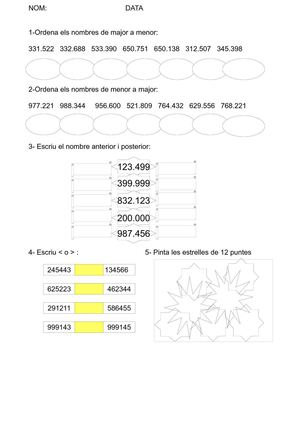 FITXA NUMERACIÓ 4T PRIMÀRIA