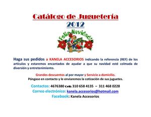 KANELA ACCESORIOS. Catálogo de Jugueteria 2012.