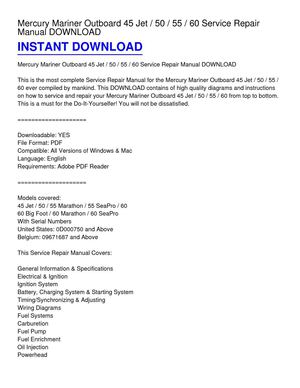 Mercury Mariner Outboard 45 Jet _ 50 _ 55 _ 60 Service Repair Manual DOWNLOAD