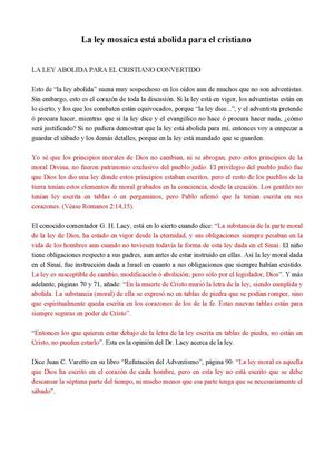 La Ley Mosaica fue Abolida Por Cristo en la Cruz