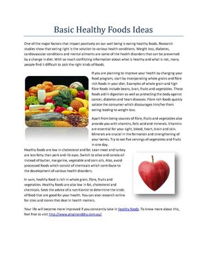 Basic Healthy Foods Ideas