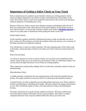 Importance of Getting a Safety Check on Your Truck