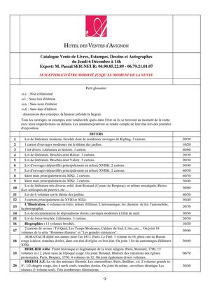 Livres, Estampes, Dessins et Autographes 06-12-2012 