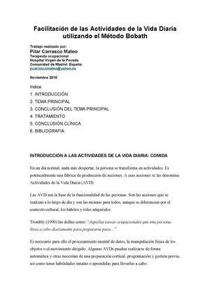 FACILITACION DE LAS AVD CON METODO BOBATH