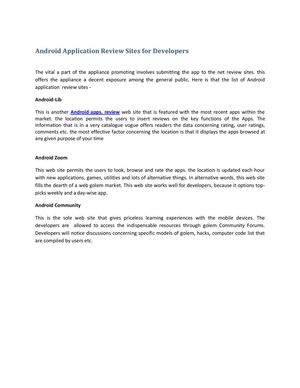 Android Application Review Sites for 