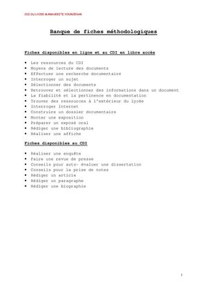 Banque de fiches Méthode