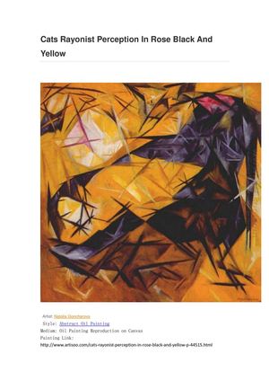 Cats Rayonist Perception In Rose Black And Yellow -  Abstract Oil Painting On Artisoo