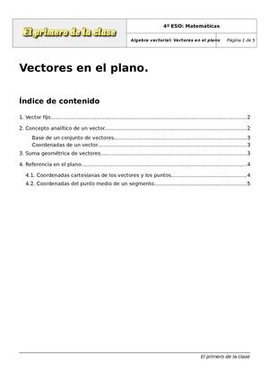 4º ESO. Matemáticas: Vectores en el plano