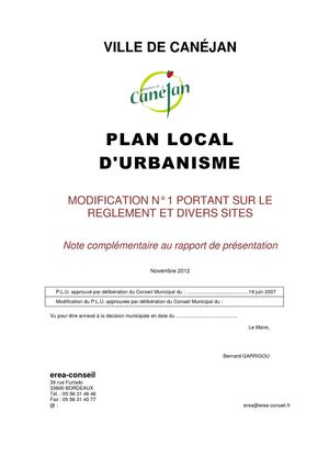 PLU - Note Modification N° 1