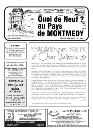 Quoi de neuf au Pays de Montmédy - décembre 2012