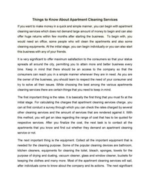 Things to Know About Apartment Cleaning Services