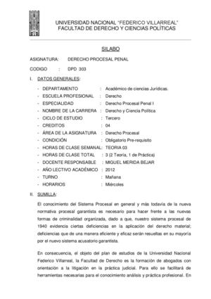 SILABO DERECHO PROCESAL PENAL I