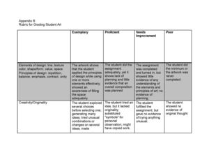 General Art grading Rubric