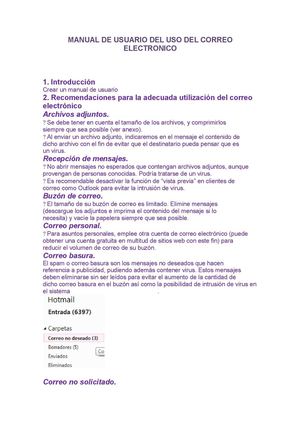 MANUAL DE USUARIO DEL USO DEL CORREO ELECTRONICO