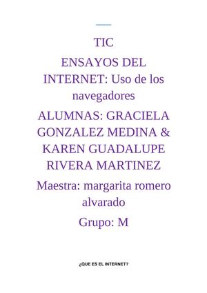 Ensayo De: Usos de Navegadores