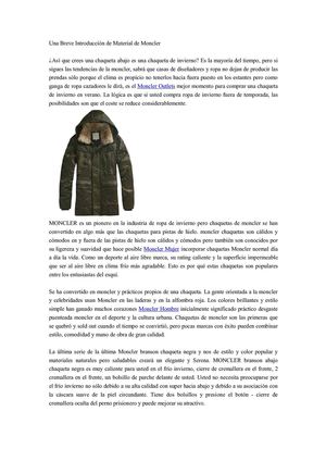 Una Breve Introduccion de Material de Moncler