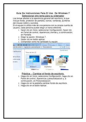 Guia De Instrucciones Para El Uso  De Windows 7