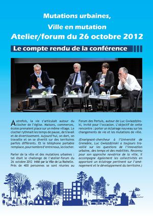 Le compte rendu de l'atelier/forum "mutations urbaines, ville en mutation du 26 octobre 2012