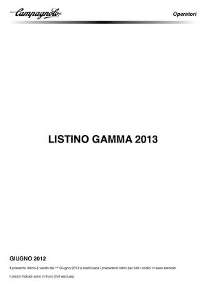 LISTINO CAMPAGNOLO 2013