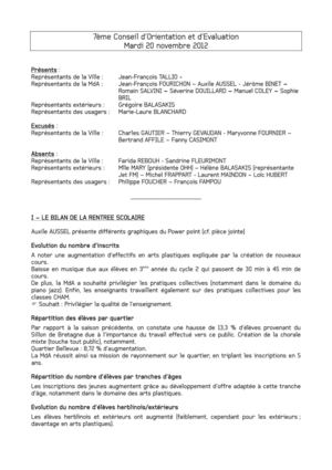 Conseil d’Orientation et d’Evaluation- Mardi 20 novembre 2012 - CR