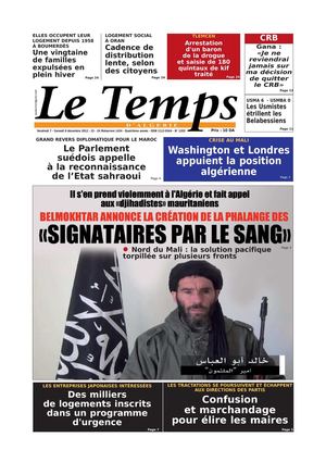 Le Temps d'Algérie Editions du Samedi 08 Décembre 2012