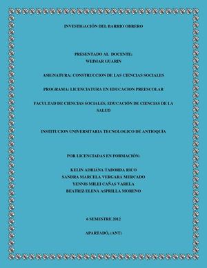 DESCRIPCIÓN GENERAL DEL BARRIO OBRERO