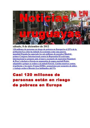 Noticias Uruguayas sábado 8 de diciembre del 2012