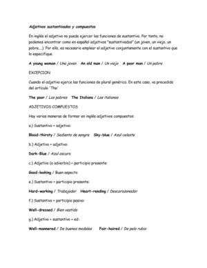 Adjetivos sustantivados y compuestos