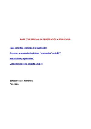 Baja Tolerancia a la frustración y Resiliencia