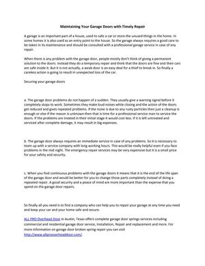 Maintain Your Garage Doors in a Proper Time