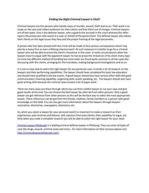 Finding the Right Criminal Lawyer is Essential