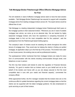 Talk Mortgage Broker Peterborough Offers Effective Mortgage Advice for Free