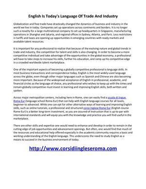 English Is Today's Language Of Trade And Industry