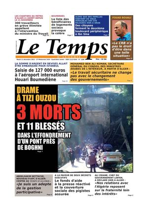 Le Temps d'Algérie Editions du Mardi 11 Décembre 2012