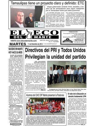 El Eco del Mante martes 11 de diciembre de 2012