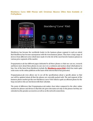 Blackberry Curve 9360 Phones with Christmas Massive Offers Now Available at PrePayMania