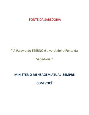FONTE DA SABEDORIA