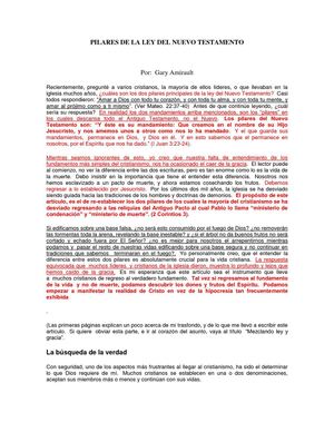 LOS PILARES DE LA LEY DEL NUEVO PACTO