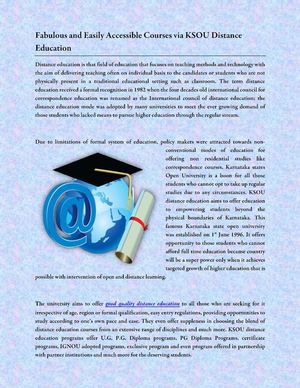 Fabulous and Easily Accessible Courses via KSOU Distance Education