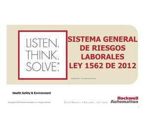 SISTEMA GENERAL DE RIESGOS LABORALES - LEY 1562 DE 2012-