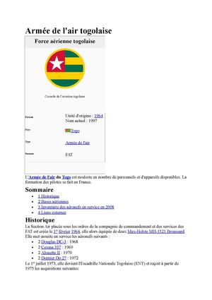 Armée de l'air TOGO