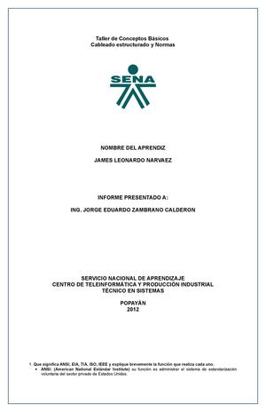 Taller de normas y cableado estructurado